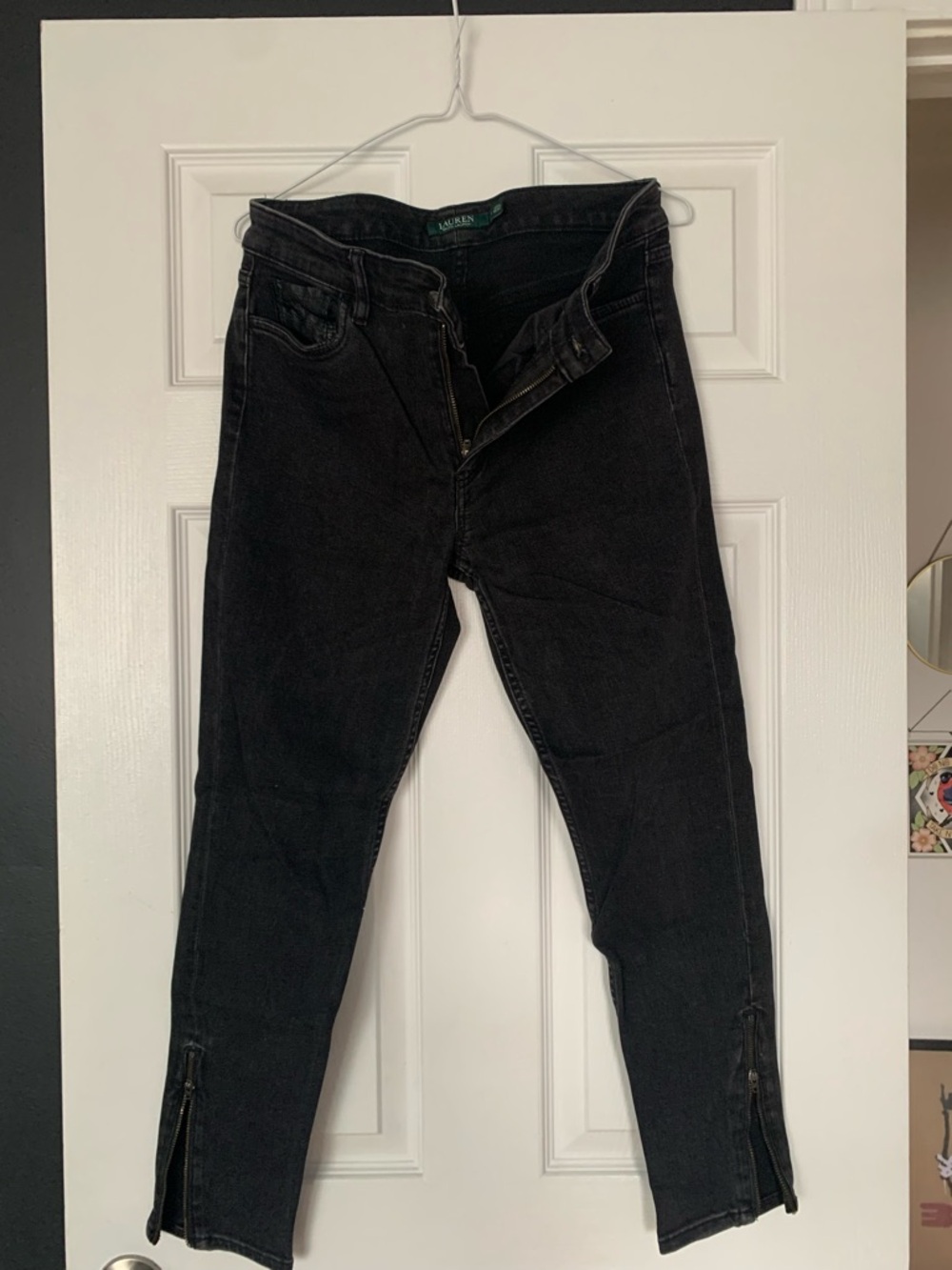 Lauren Ralph Lauren Black Skinny Jeans with Ankle Zippers